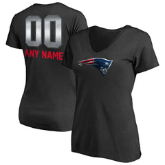 New England Patriots Women's Personalized Midnight Mascot T-Shirt Black - NFL