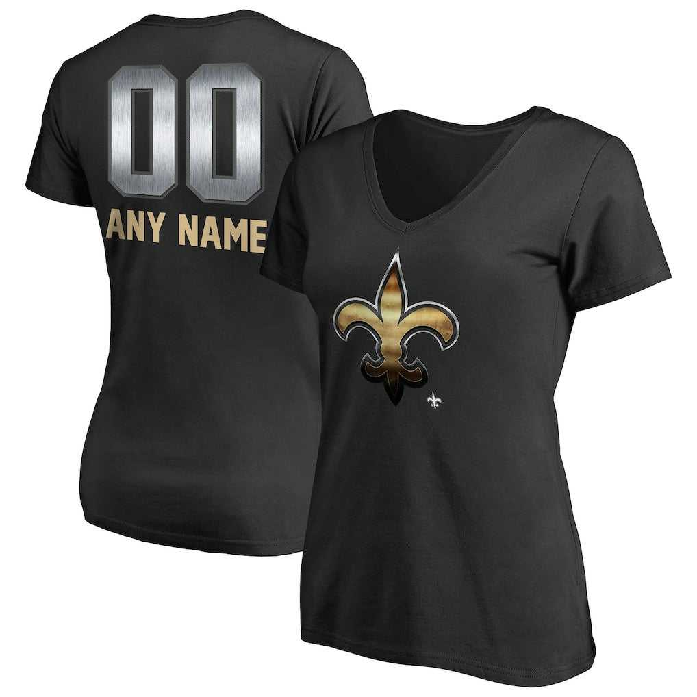 New Orleans Saints Women's Personalized Midnight Mascot T-Shirt Black - NFL