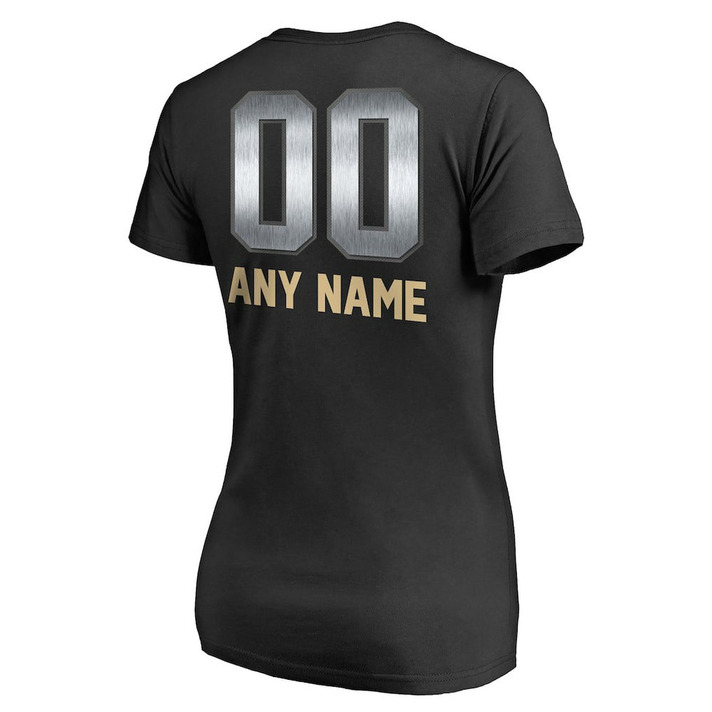 New Orleans Saints Women's Personalized Midnight Mascot T-Shirt Black - NFL