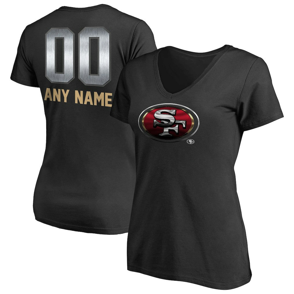 San Francisco 49ers Women's Personalized Midnight Mascot T-Shirt Black - NFL
