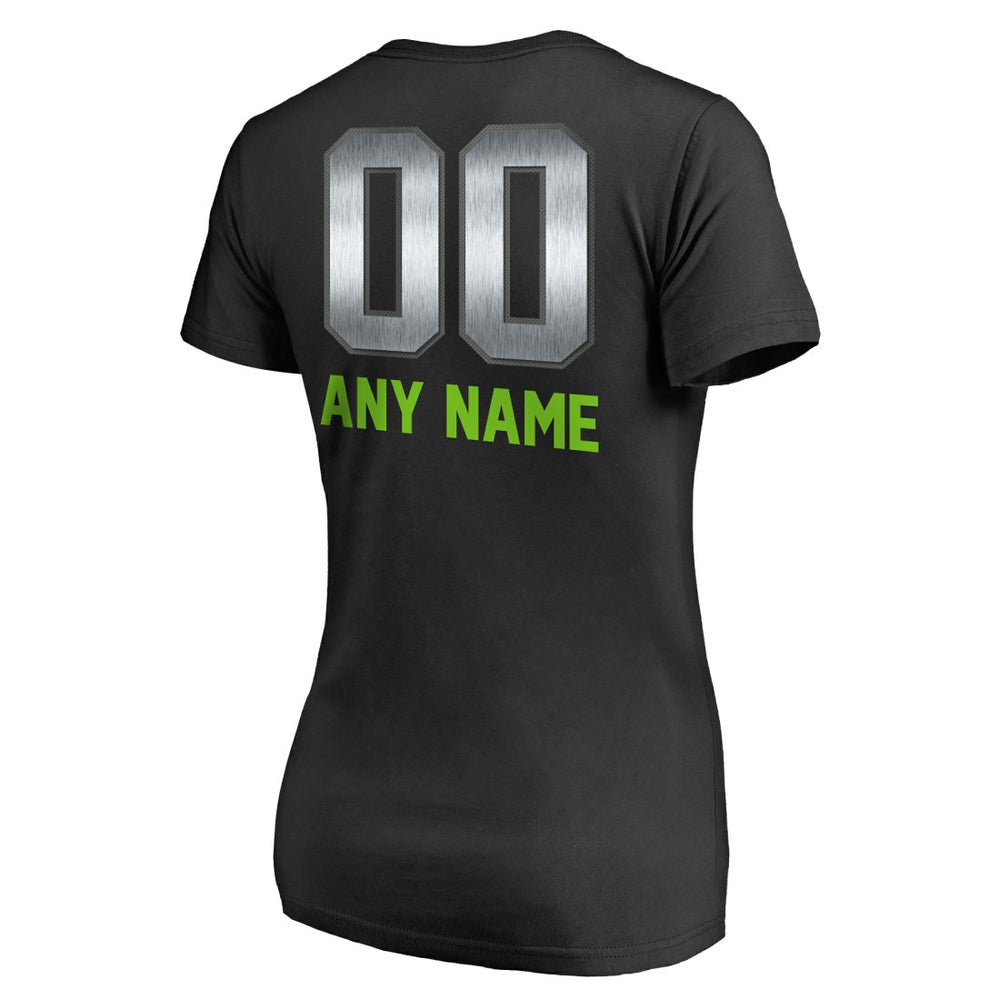 Seattle Seahawks Women's Personalized Midnight Mascot T-Shirt Black - NFL