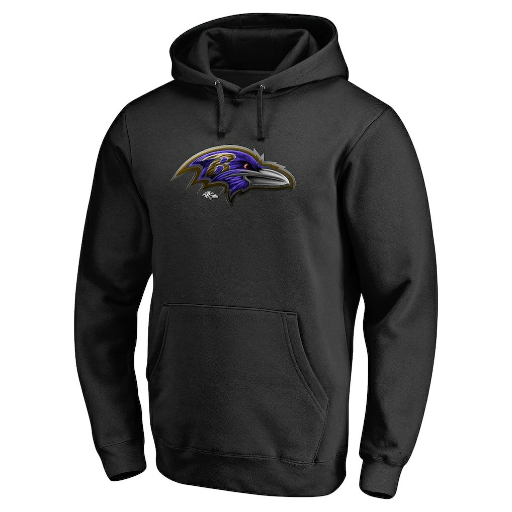 Baltimore Ravens Personalized Midnight Mascot Pullover Hoodie Black - NFL