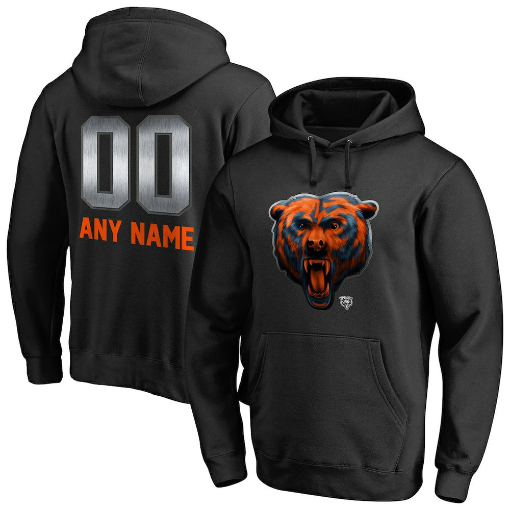 Chicago Bears Personalized Midnight Mascot Pullover Hoodie Black - NFL