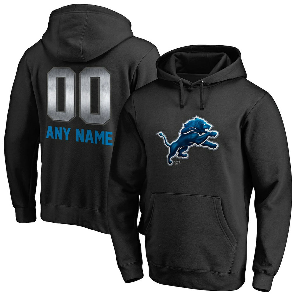 Detroit Lions Personalized Midnight Mascot Pullover Hoodie Black - NFL