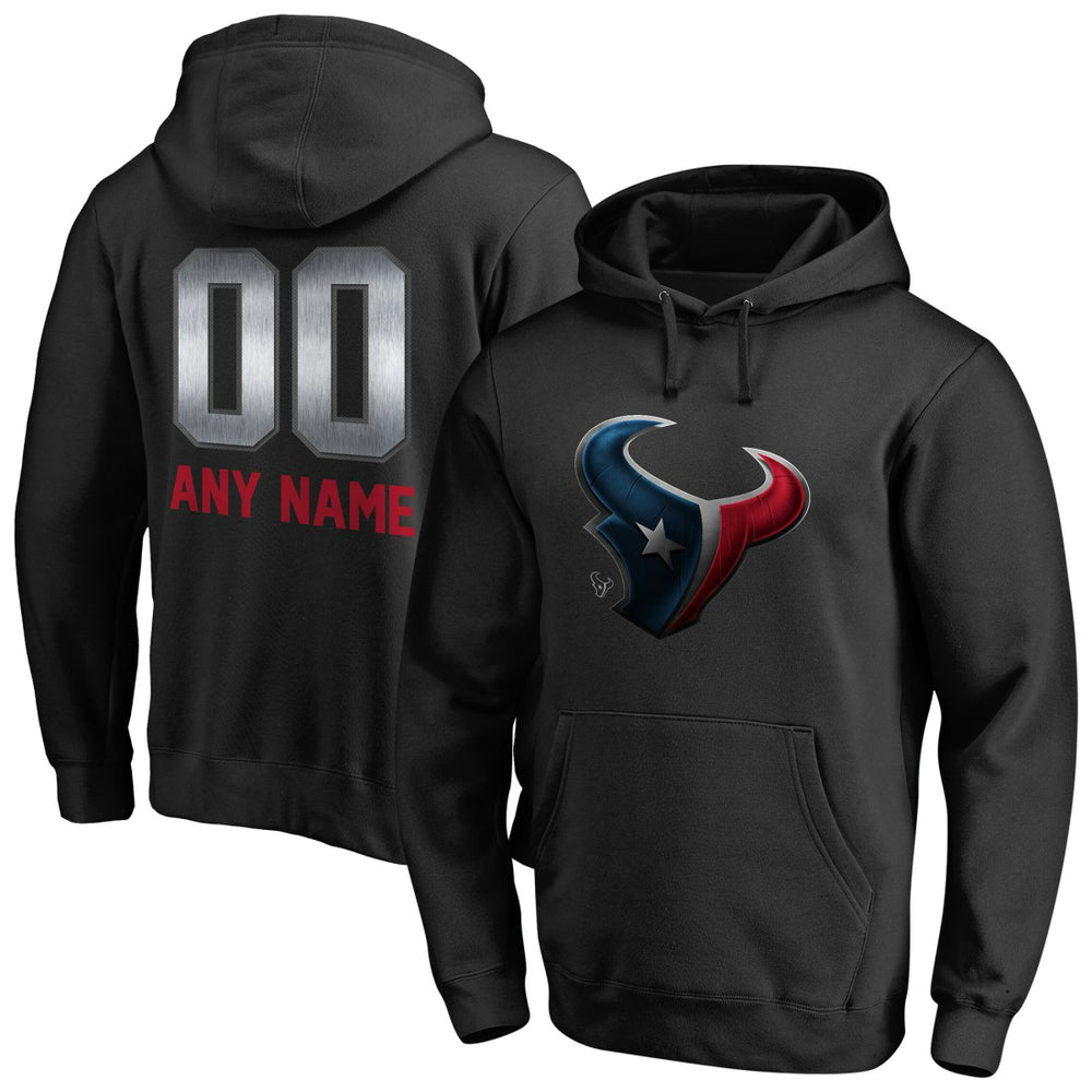 Houston Texans Personalized Midnight Mascot Pullover Hoodie Black - NFL