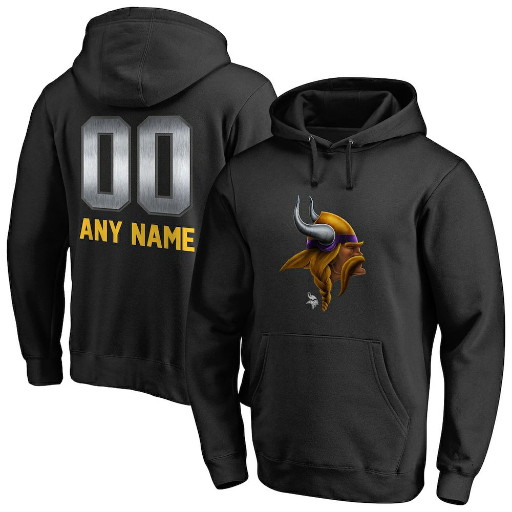 Minnesota Vikings Personalized Midnight Mascot Pullover Hoodie Black - NFL