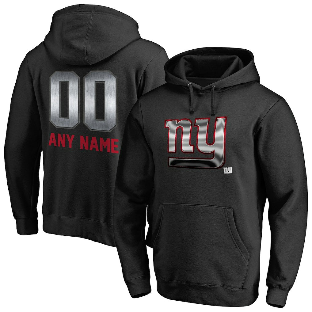 New York Giants Personalized Midnight Mascot Pullover Hoodie Black - NFL