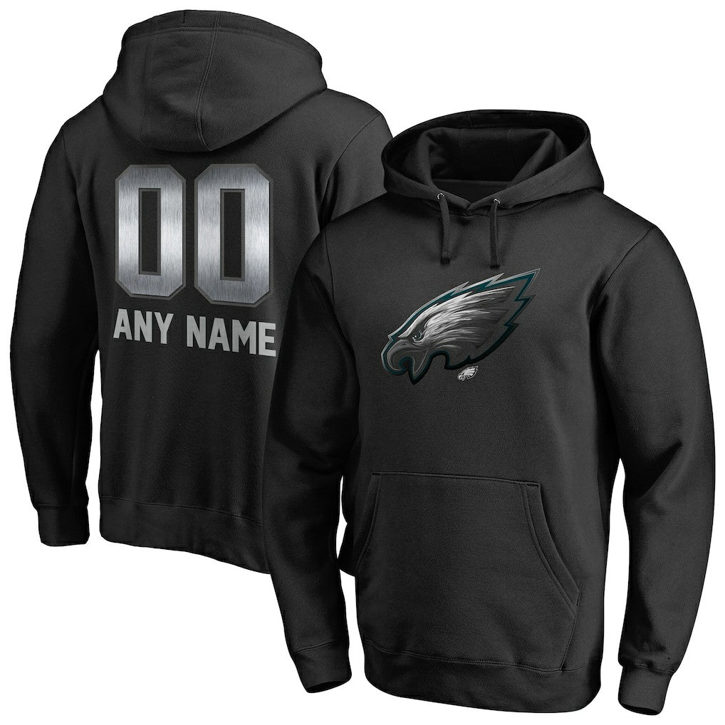 Philadelphia Eagles Personalized Midnight Mascot Pullover Hoodie Black - NFL