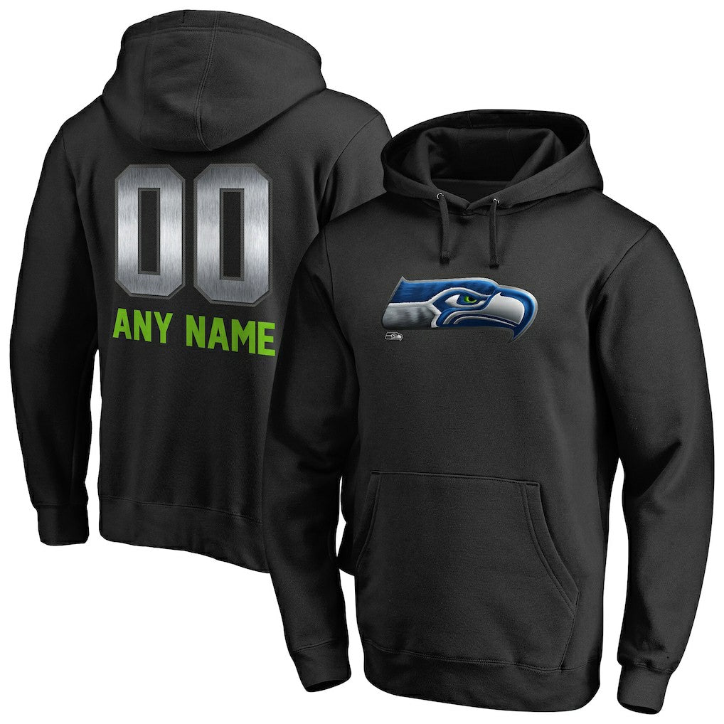 Seattle Seahawks Personalized Midnight Mascot Pullover Hoodie Black - NFL