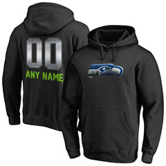 Seattle Seahawks Personalized Midnight Mascot Pullover Hoodie Black - NFL
