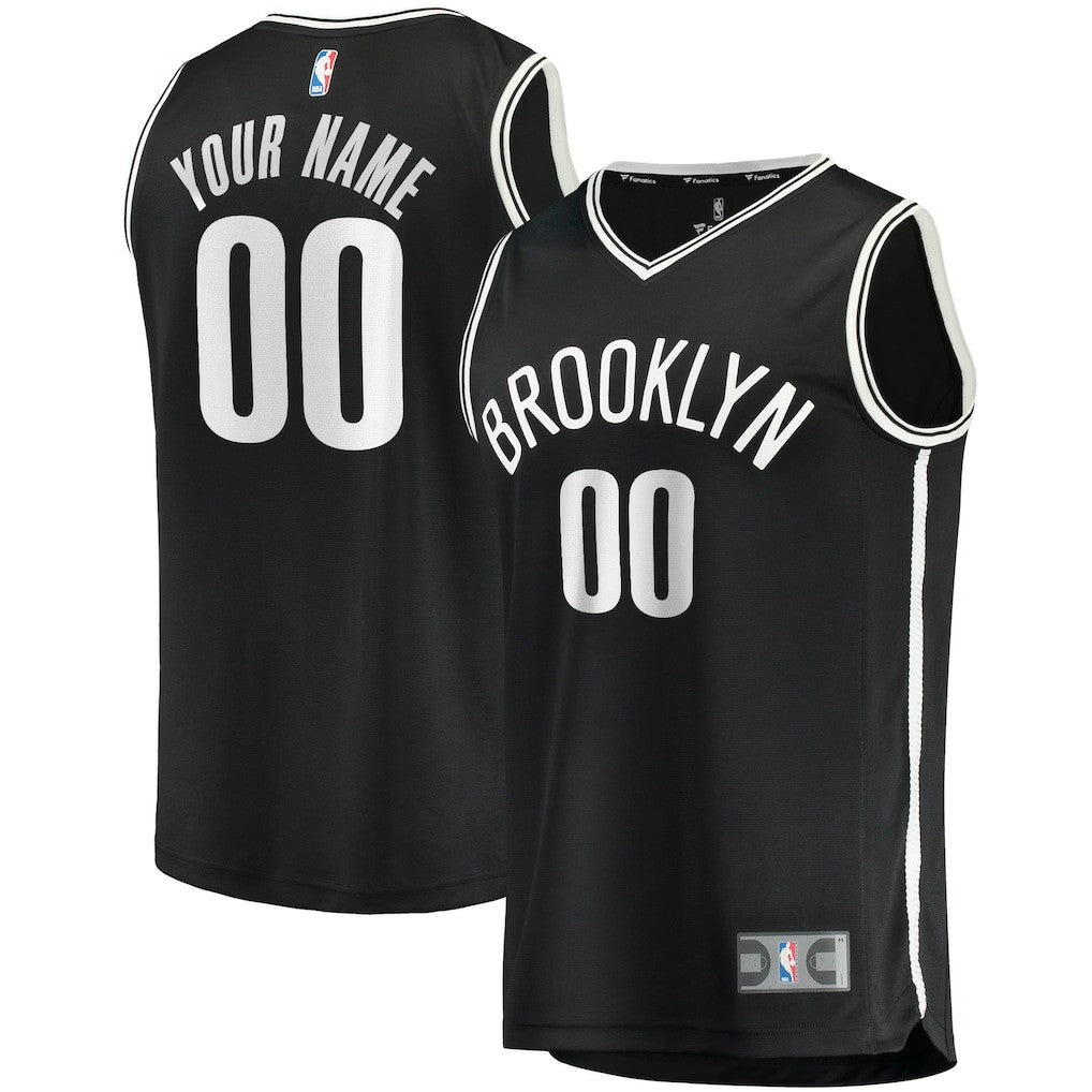 Fanatics - Brooklyn Nets Youth Fast Break Custom Replica Jersey Black - Icon Edition