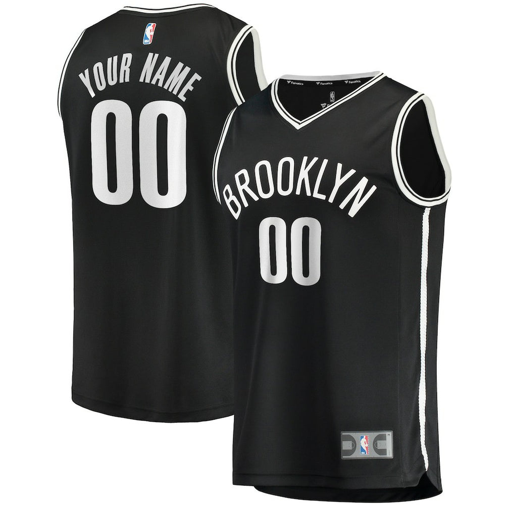 Fanatics - Brooklyn Nets Youth Fast Break Custom Replica Jersey Black - Icon Edition