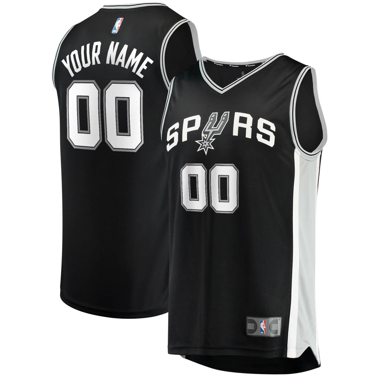 Fanatics - San Antonio Spurs Youth Fast Break Custom Replica Jersey Black - Icon Edition