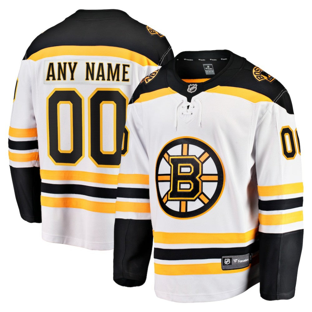 Boston Bruins Fanatics Away Breakaway Custom Jersey - White | NHL Jerseys