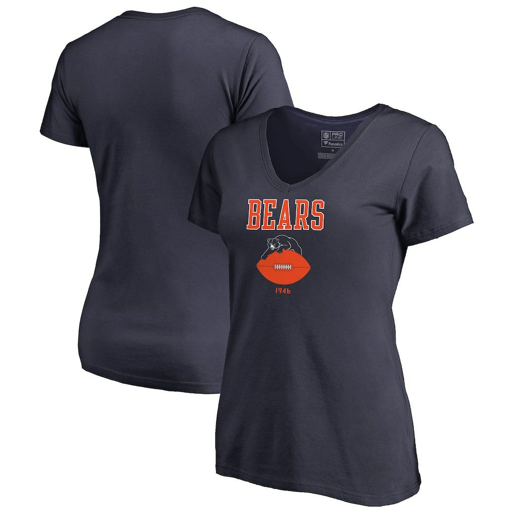 Chicago Bears Women's Vintage Team Lockup V-Neck T-Shirt Navy - NFL