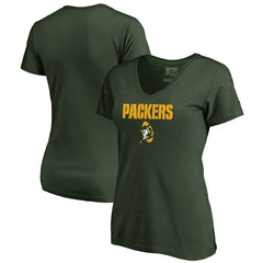 Green Bay Packers Women's Vintage Team Lockup V-Neck T-Shirt Green - NFL