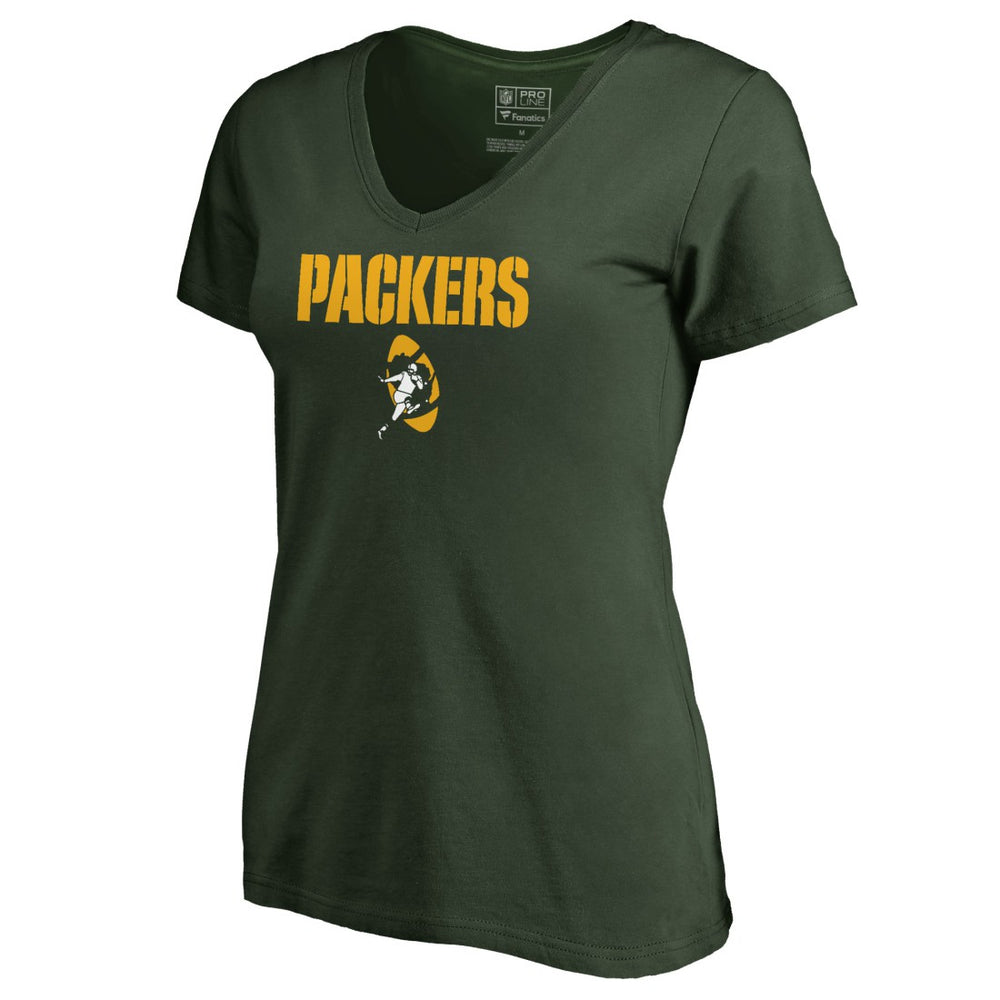 Green Bay Packers Women's Vintage Team Lockup V-Neck T-Shirt Green - NFL