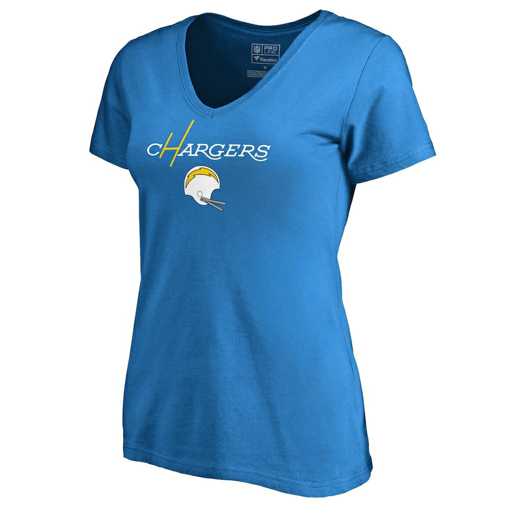 Los Angeles Chargers Women's Vintage Team Lockup V-Neck T-Shirt Blue - NFL