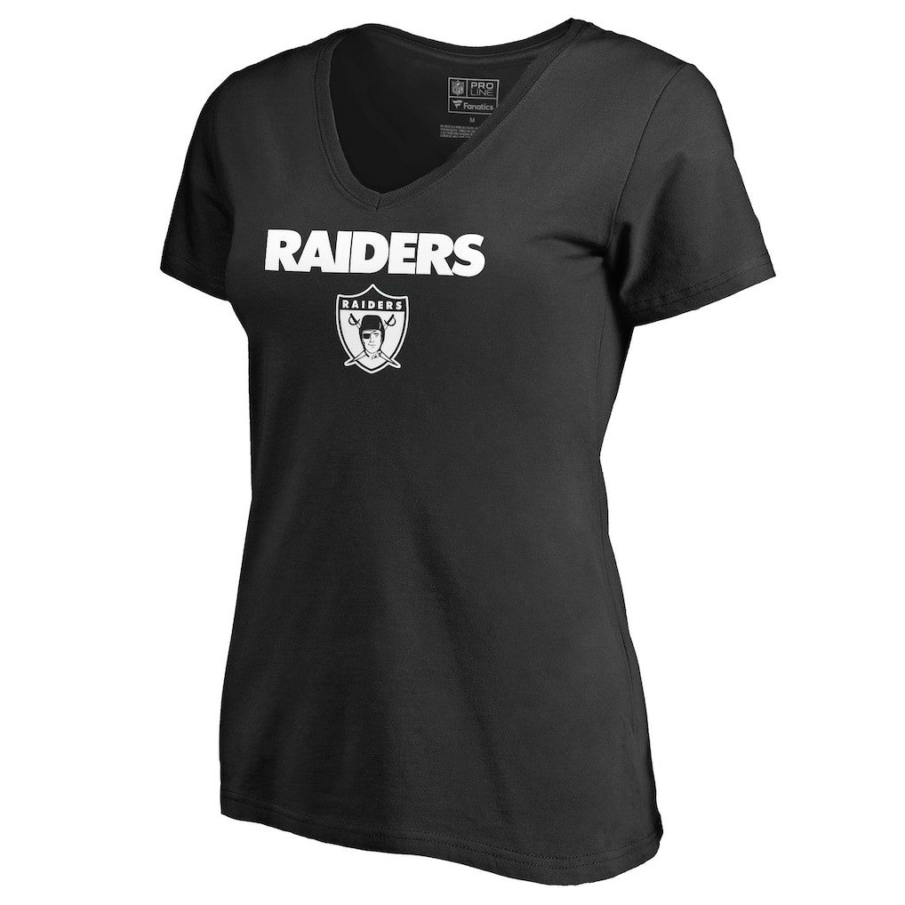 Las Vegas Raiders Women's Vintage Team Lockup V-Neck T-Shirt Black - NFL
