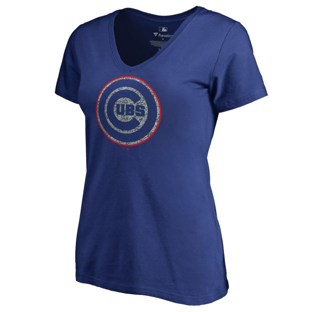 Chicago Cubs Women's Static Logo V-Neck T-Shirt Clearance
