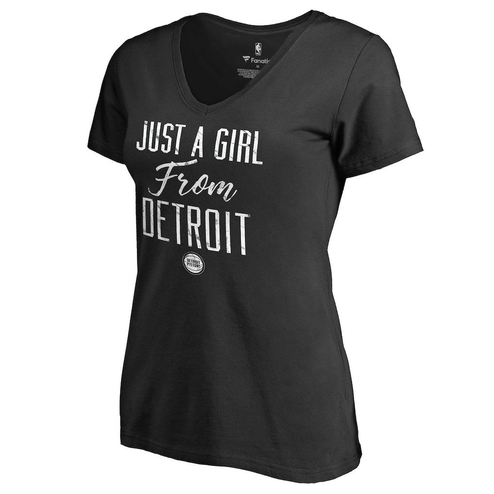 NBA - Detroit Pistons Women's Just a Girl V-Neck T-Shirt - Black