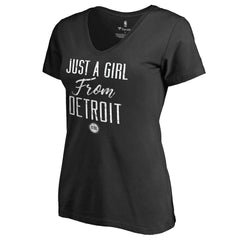 NBA - Detroit Pistons Women's Just a Girl V-Neck T-Shirt - Black