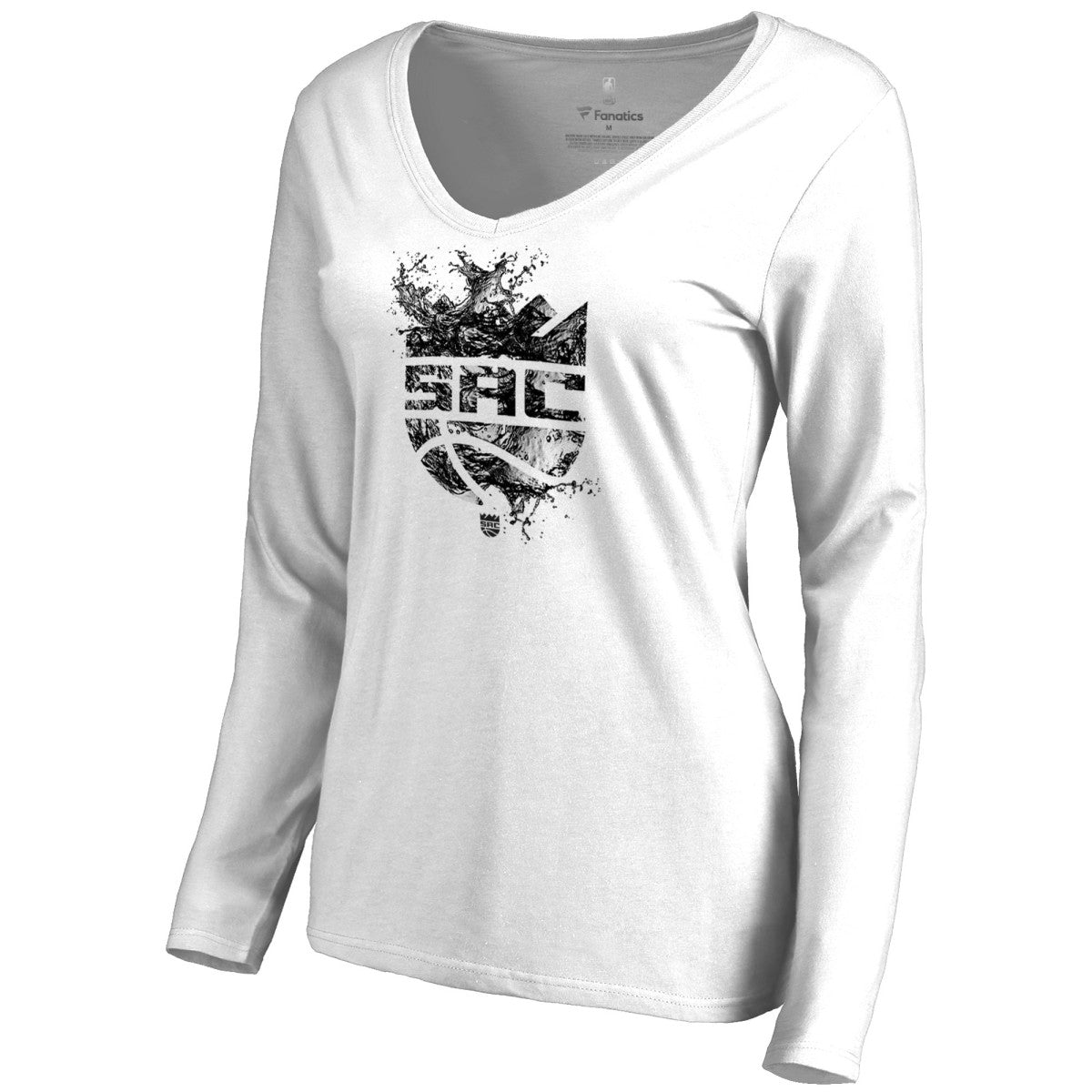 NBA - Sacramento Kings Women's Splash Long Sleeve V-Neck T-Shirt - White