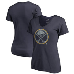 Buffalo Sabres - Women's Static Logo V-Neck T-Shirt Navy