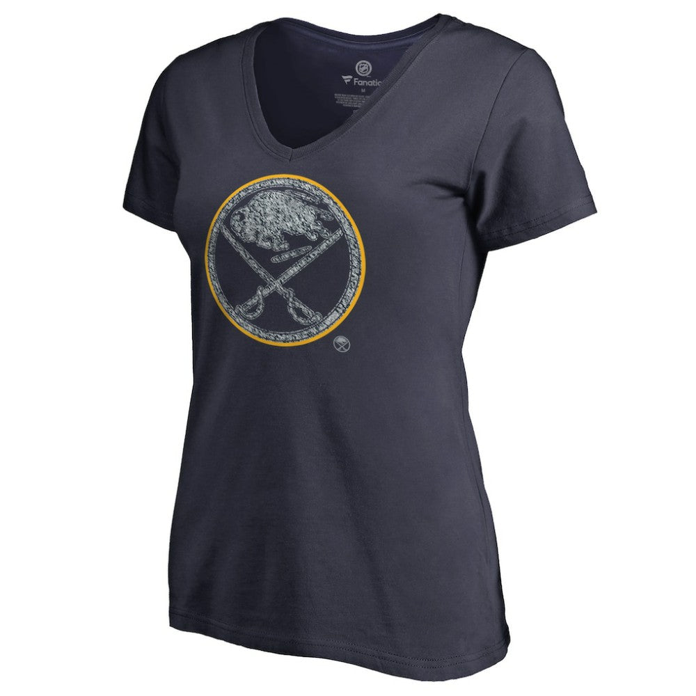 Buffalo Sabres - Women's Static Logo V-Neck T-Shirt Navy