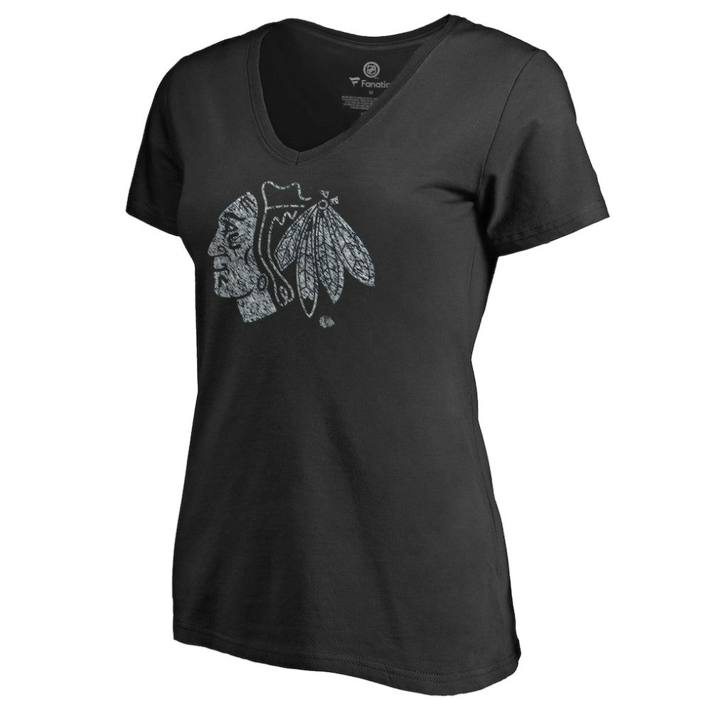 Chicago Blackhawks Women's Static Logo V-Neck T-Shirt Black
