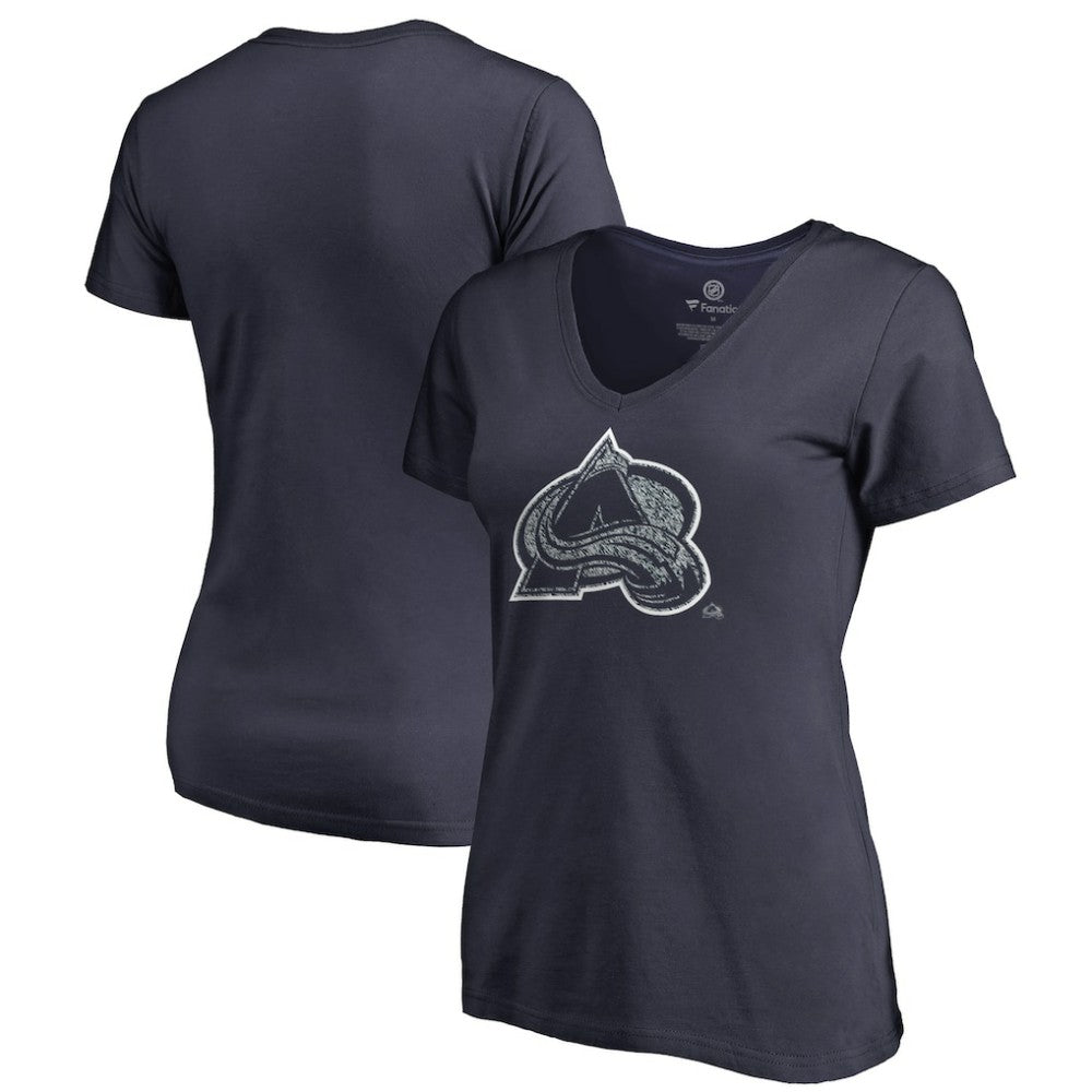 Colorado Avalanche - Women's Static Logo V-Neck T-Shirt Navy