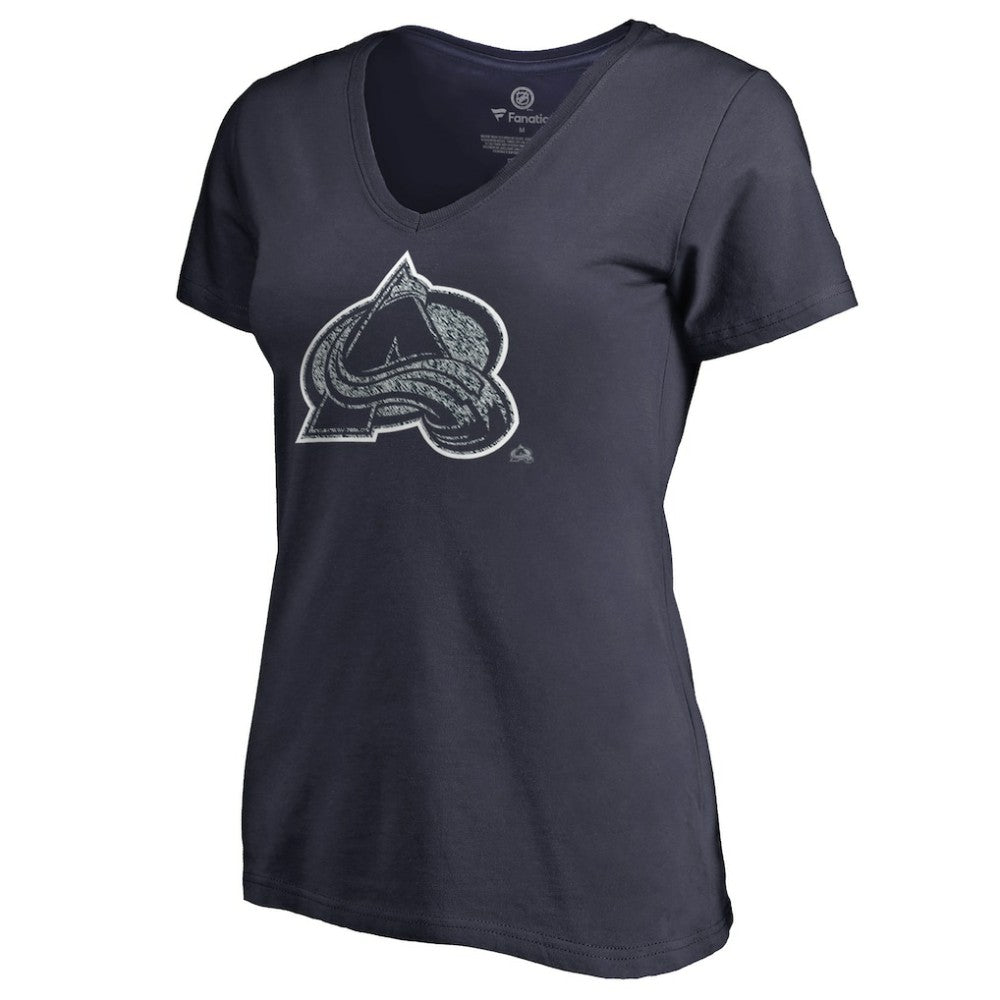 Colorado Avalanche - Women's Static Logo V-Neck T-Shirt Navy