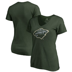 Minnesota Wild - Women's Static Logo V-Neck T-Shirt Green