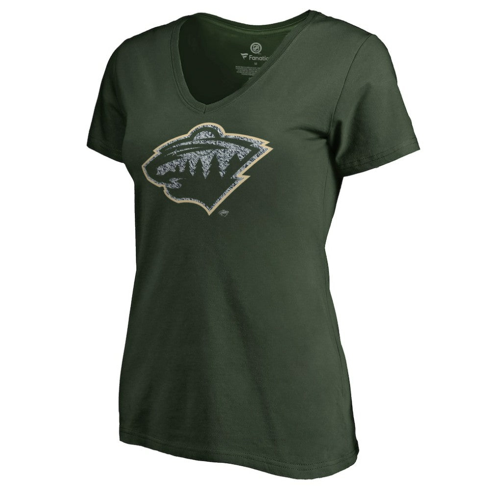 Minnesota Wild - Women's Static Logo V-Neck T-Shirt Green