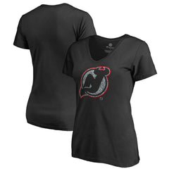 New Jersey Devils - Women's Static Logo V-Neck T-Shirt Black