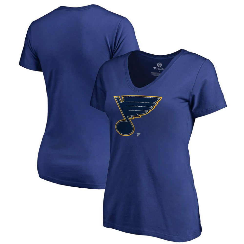 St. Louis Blues - Women's Static Logo V-Neck T-Shirt Royal