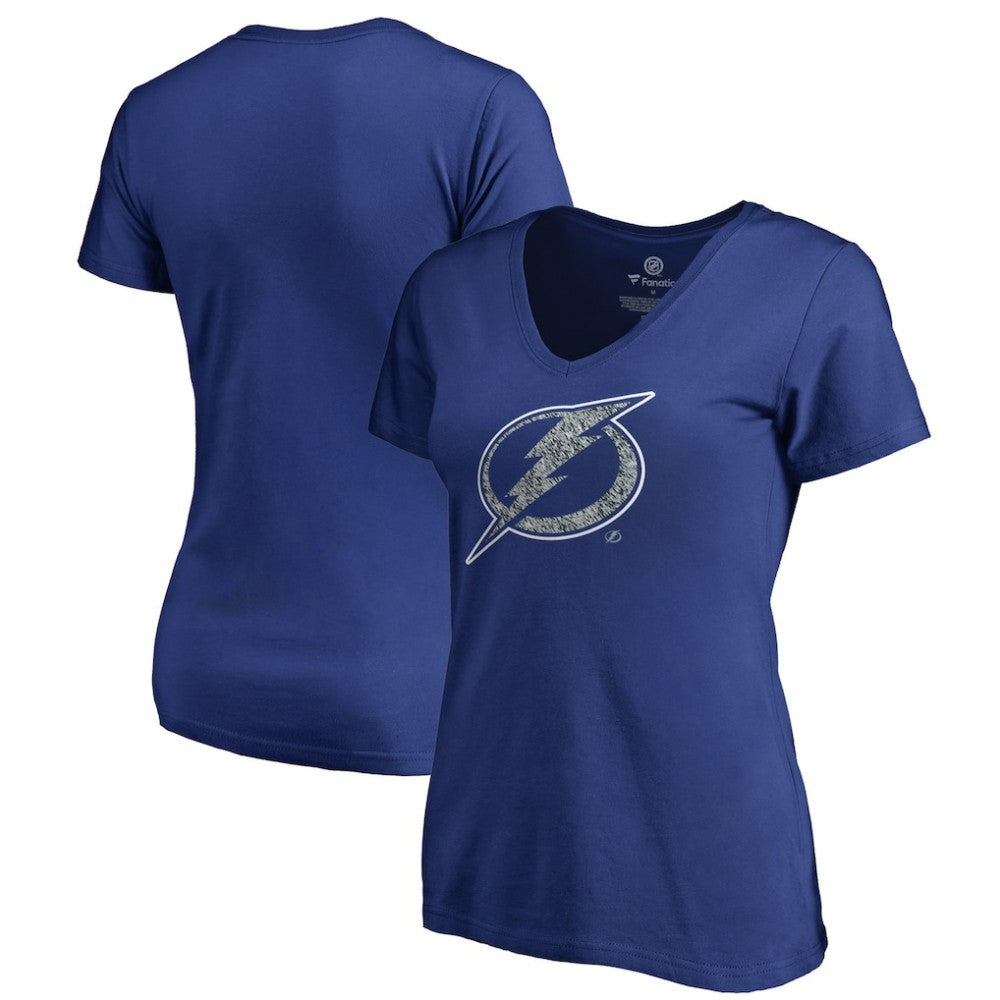 Tampa Bay Lightning - Women's Static Logo V-Neck T-Shirt Blue
