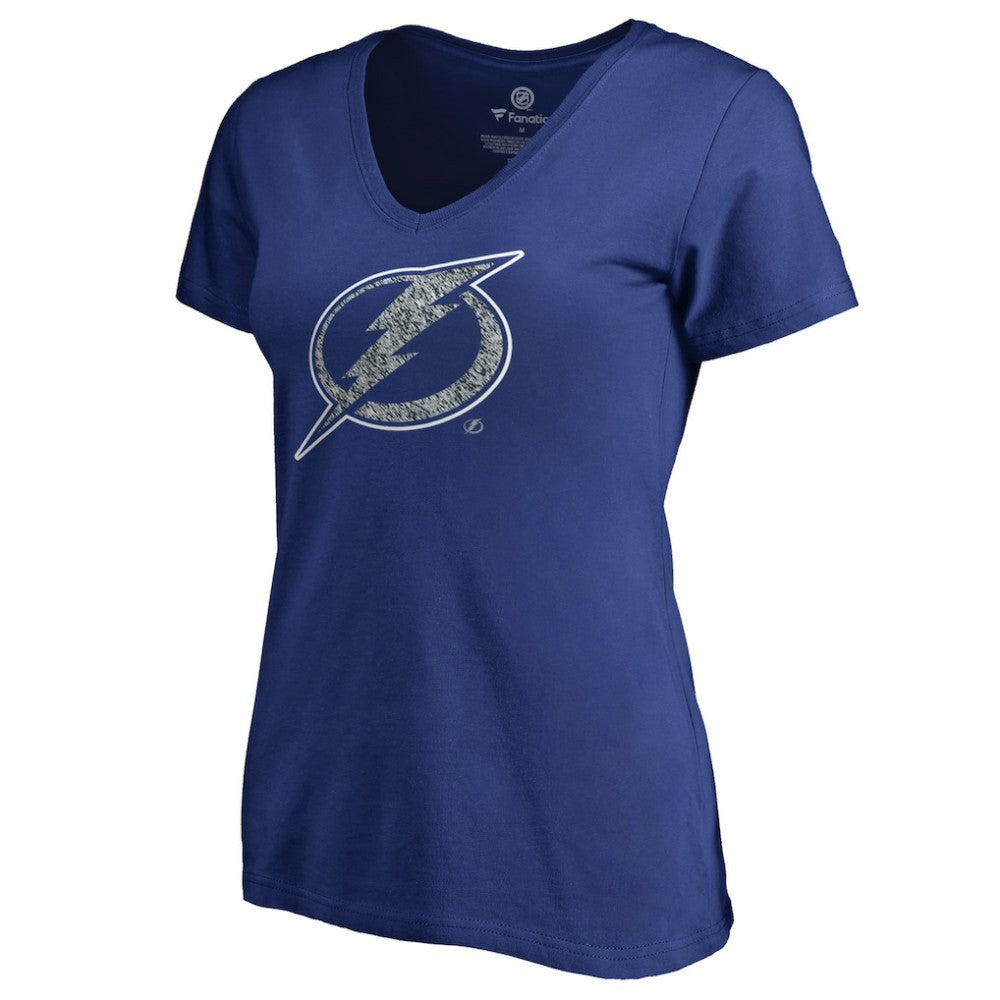 Tampa Bay Lightning - Women's Static Logo V-Neck T-Shirt Blue