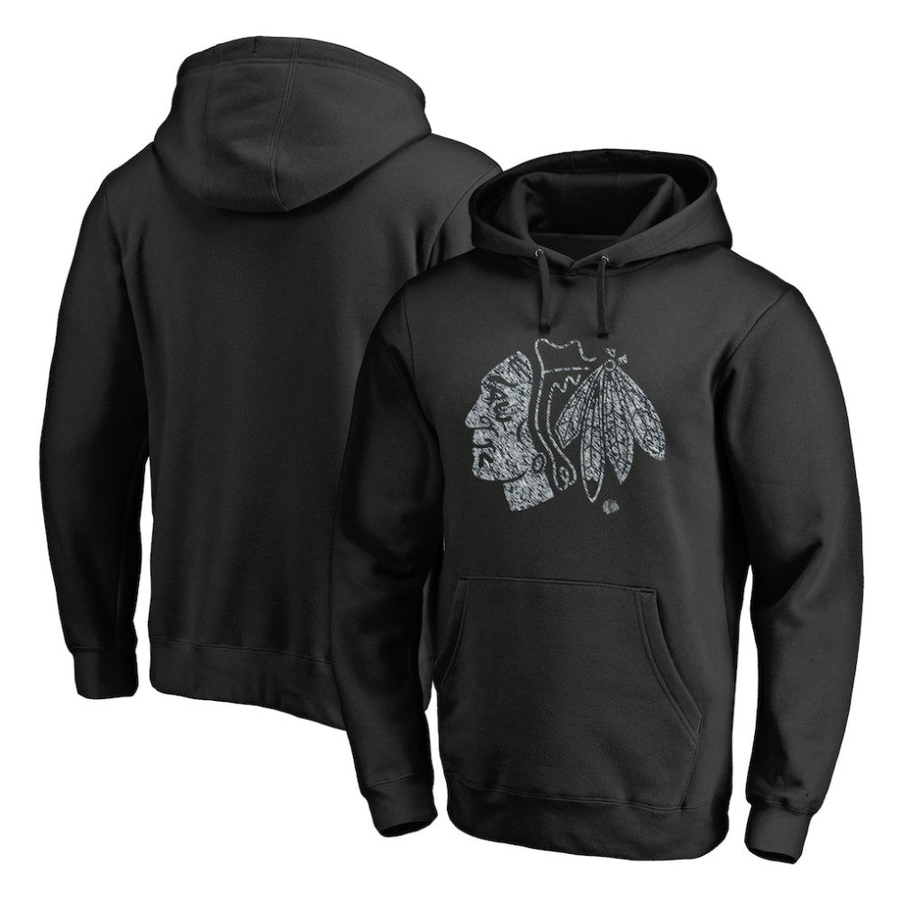 Chicago Blackhawks Static Logo Pullover Hoodie Black