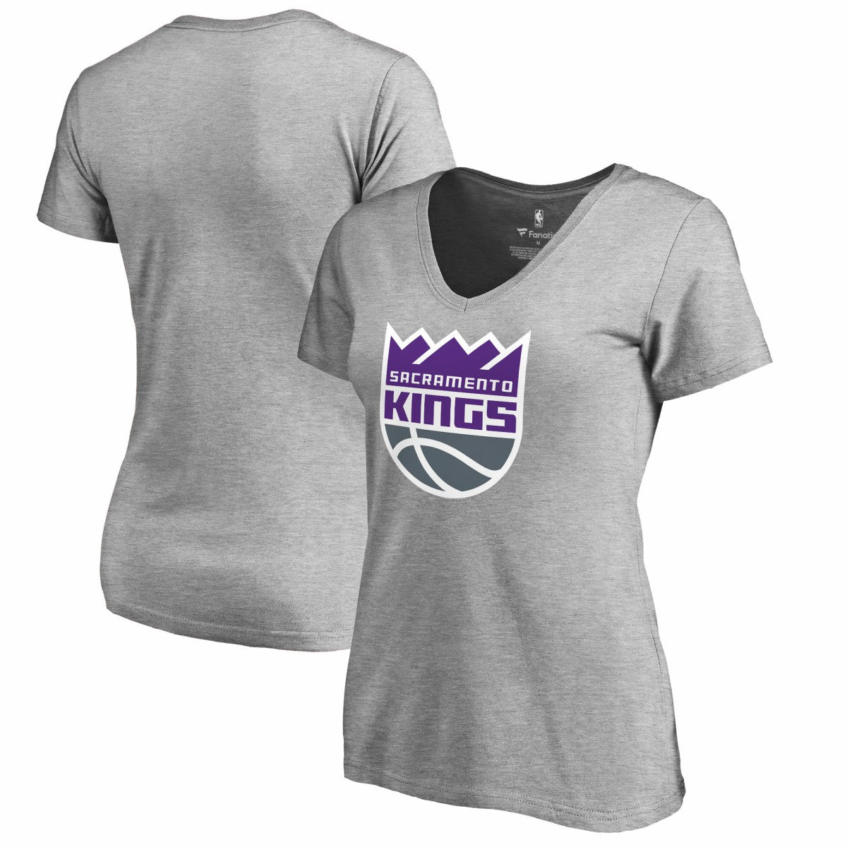 NBA - Sacramento Kings Women's Primary Logo V-Neck T-Shirt - Ash