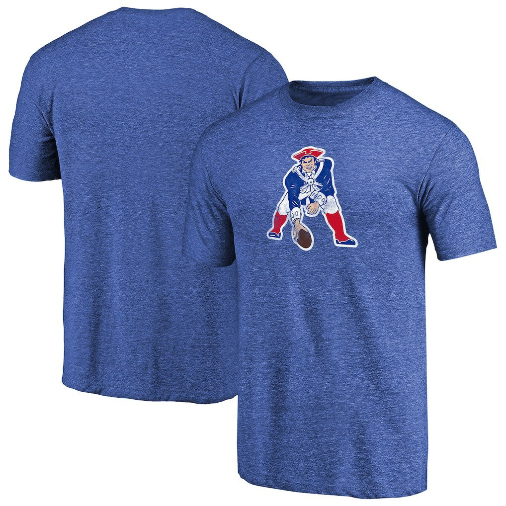 New England Patriots Throwback Logo Tri-Blend II T-Shirt Royal - NFL