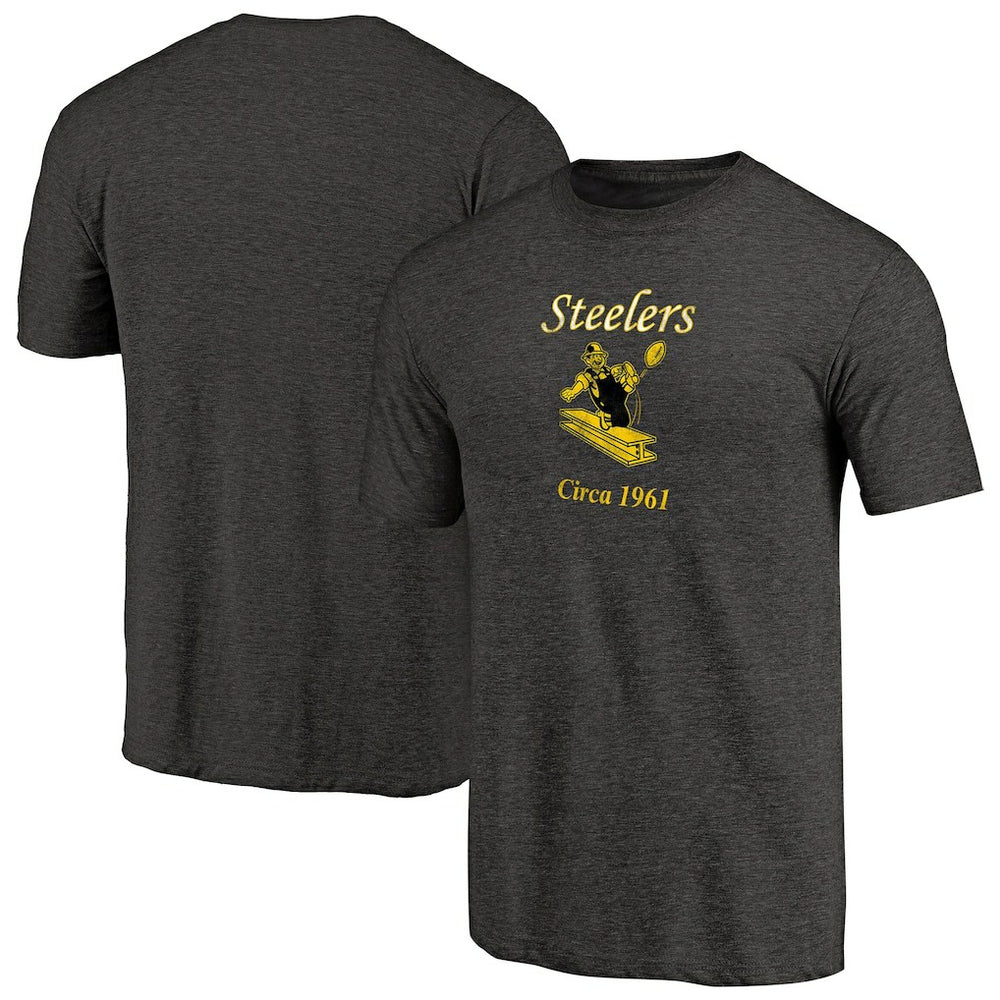 Pittsburgh Steelers Throwback Logo Tri-Blend T-Shirt Black - NFL