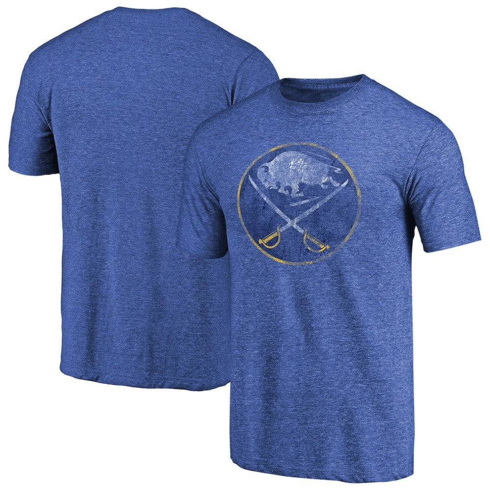 Buffalo Sabres - Throwback Vintage Logo Tri-Blend T-Shirt Royal