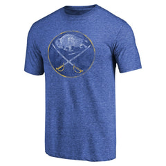 Buffalo Sabres - Throwback Vintage Logo Tri-Blend T-Shirt Royal