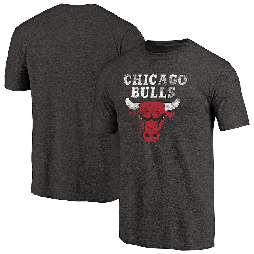 NBA - Chicago Bulls Distressed Logo Tri-Blend T-Shirt - Black