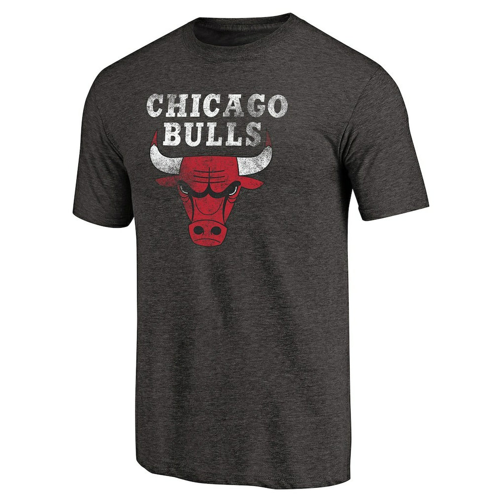 NBA - Chicago Bulls Distressed Logo Tri-Blend T-Shirt - Black