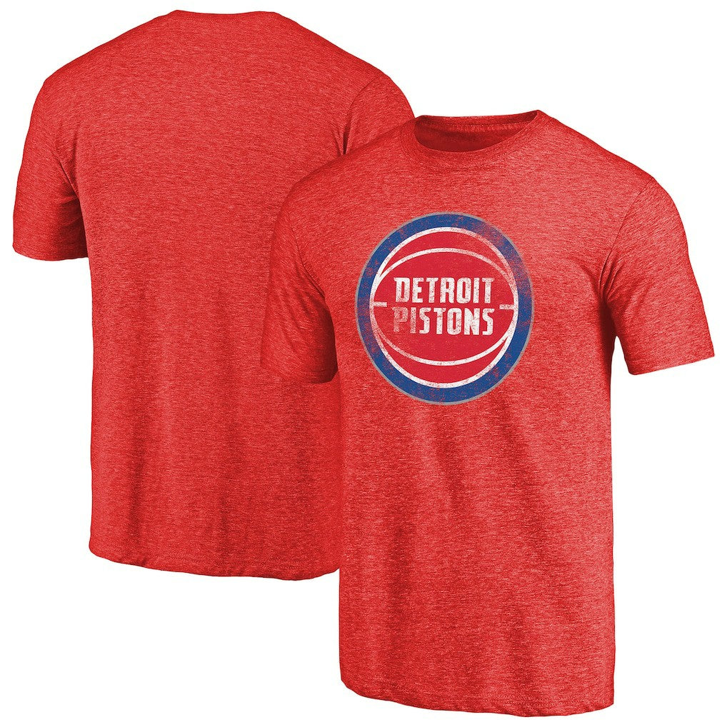 NBA - Detroit Pistons Distressed Logo Tri-Blend T-Shirt - Red
