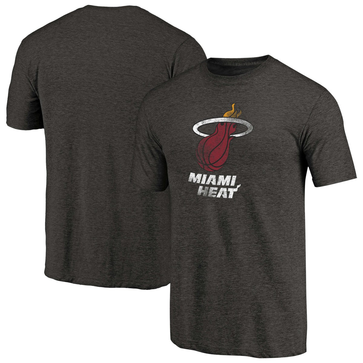 NBA - Miami Heat Distressed Logo Tri-Blend T-Shirt - Black