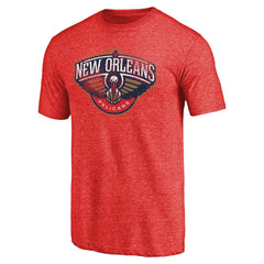 NBA - New Orleans Pelicans Distressed Logo Tri-Blend T-Shirt - Red