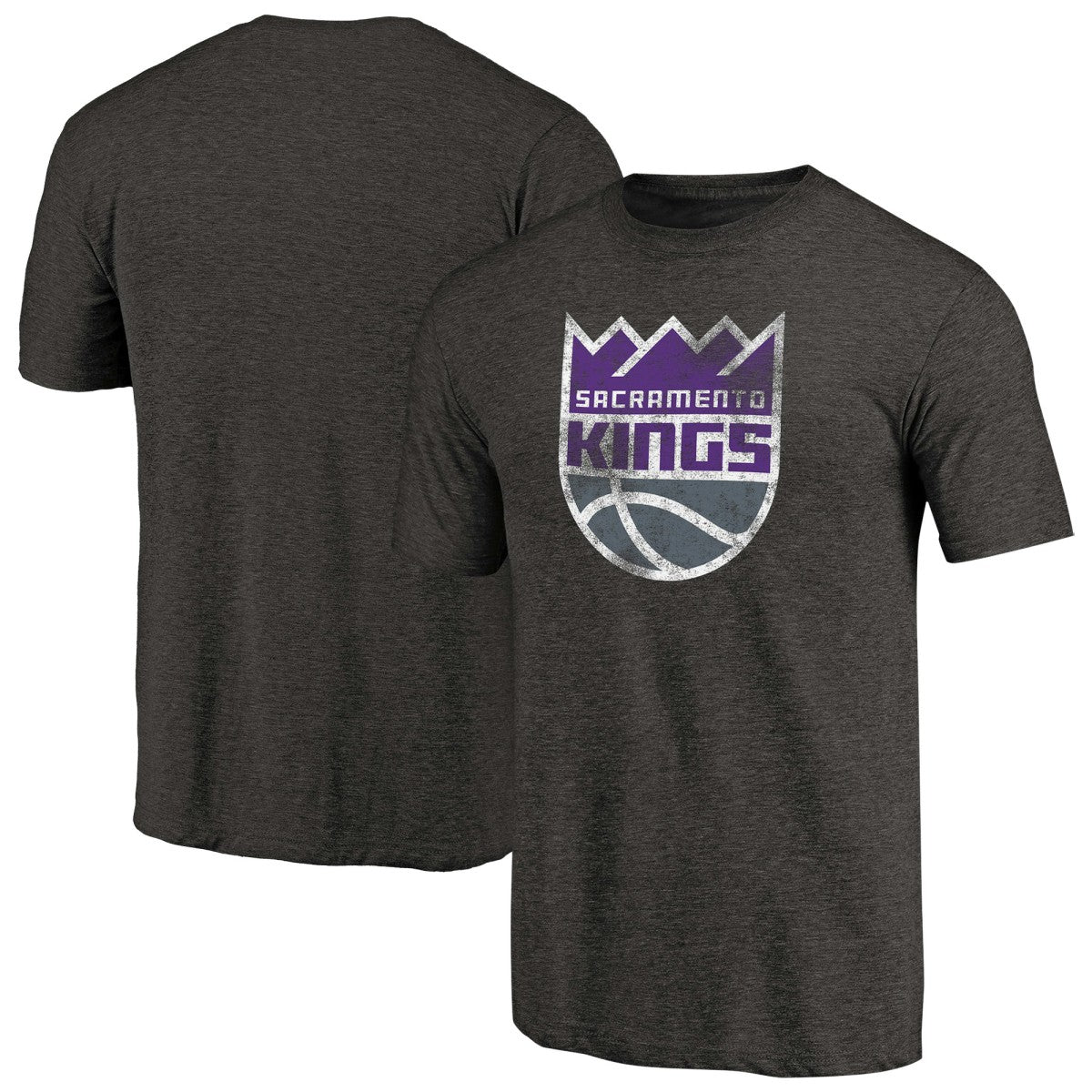 NBA - Sacramento Kings Distressed Logo Tri-Blend T-Shirt - Black